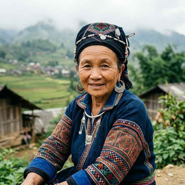 Femme Hmong Noire portrait